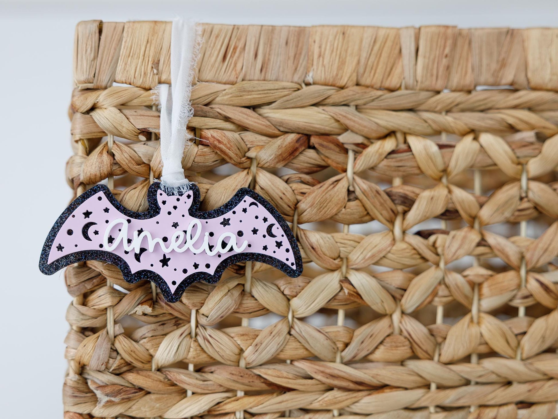 Personalized Bat Boo Basket tag