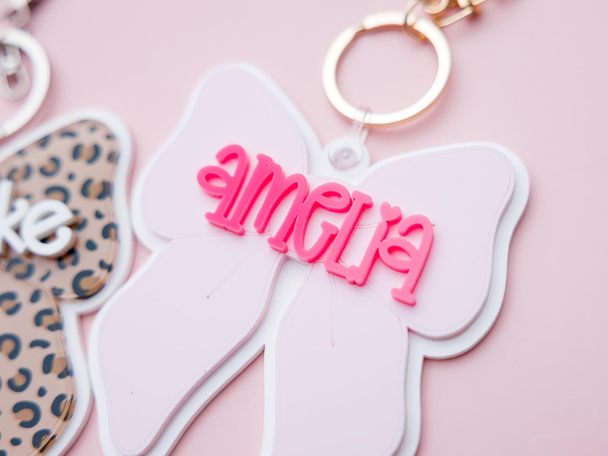 Personalized Bow backpack keychain