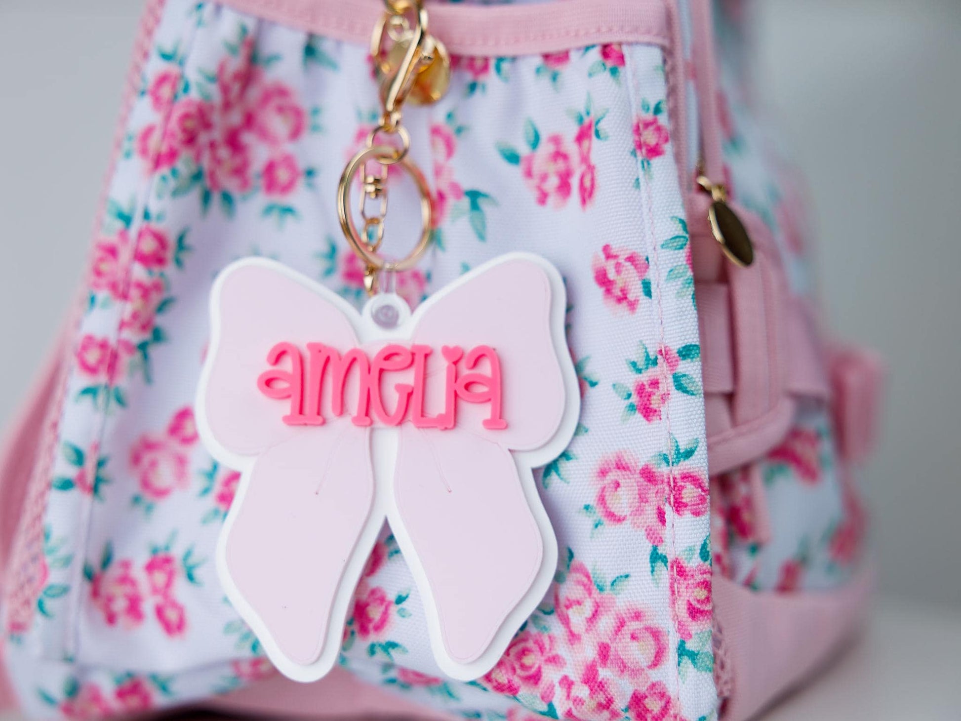 Personalized Bow backpack keychain