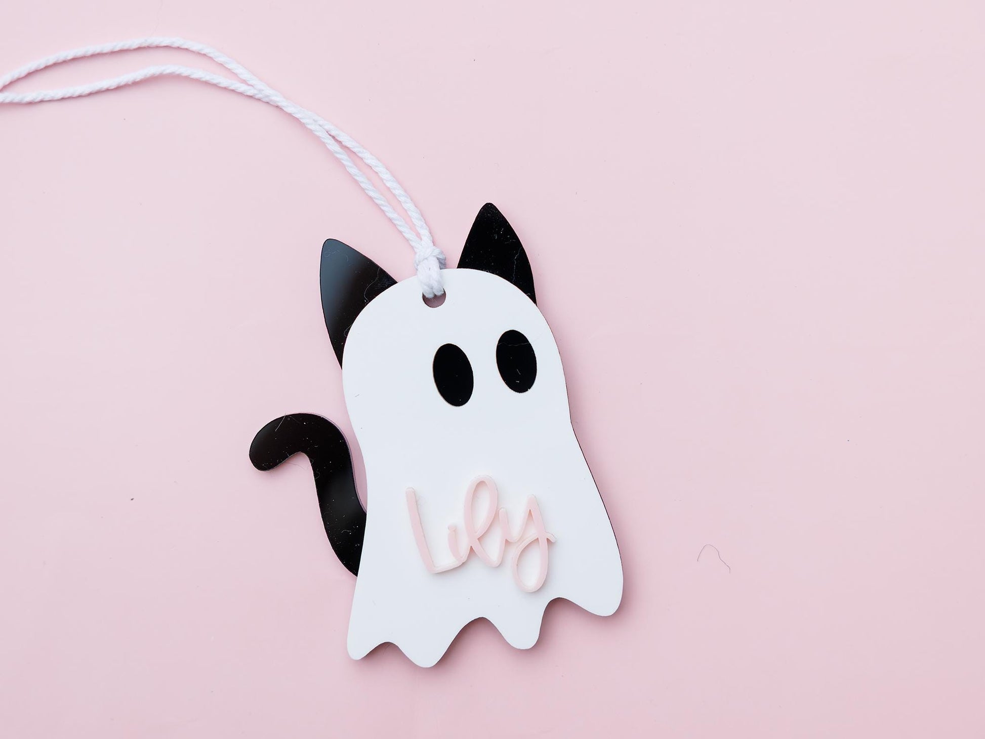 Personalized Ghost Cat Cat Pumpkin Name Tag Halloween 2025
