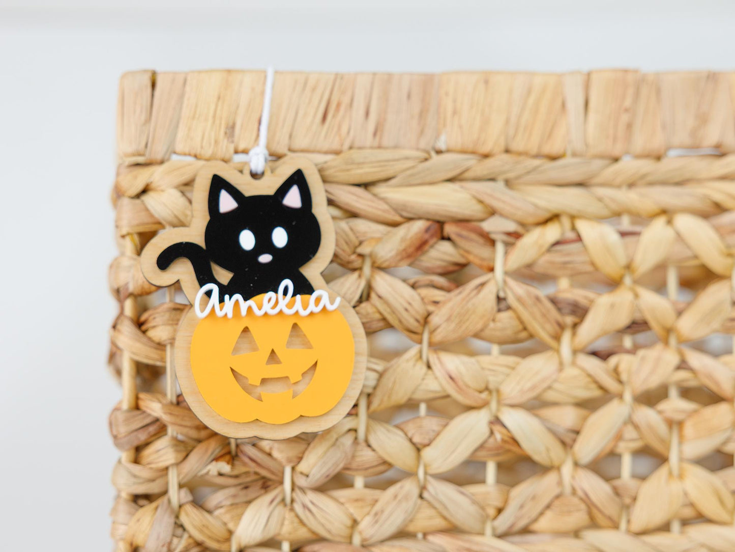 Personalized Ghost Cat Cat Pumpkin Name Tag Halloween 2025