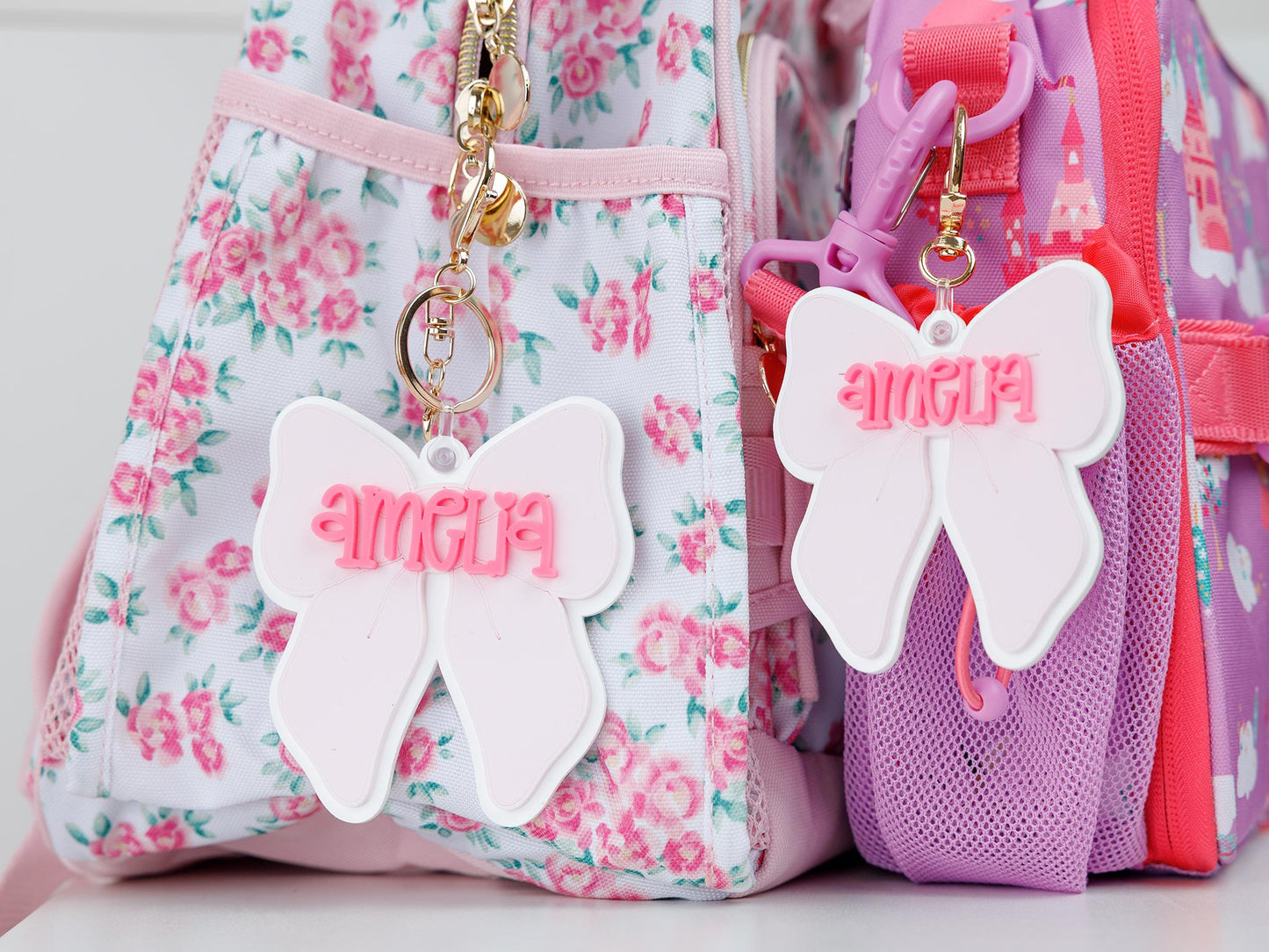 Personalized Bow backpack keychain