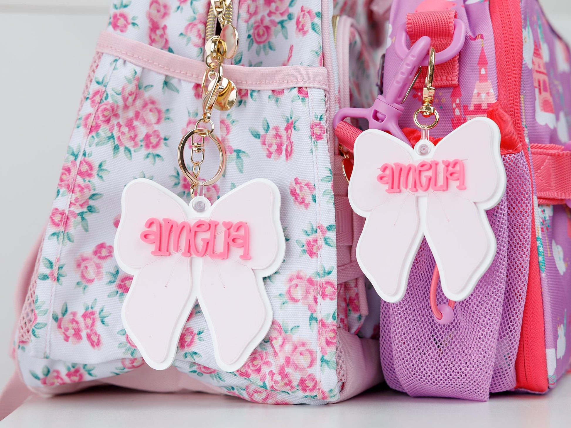Personalized Bow backpack keychain