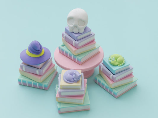 Enchanted Library Fidget Clicker Toy 3D printed book stacked fidget clicker
