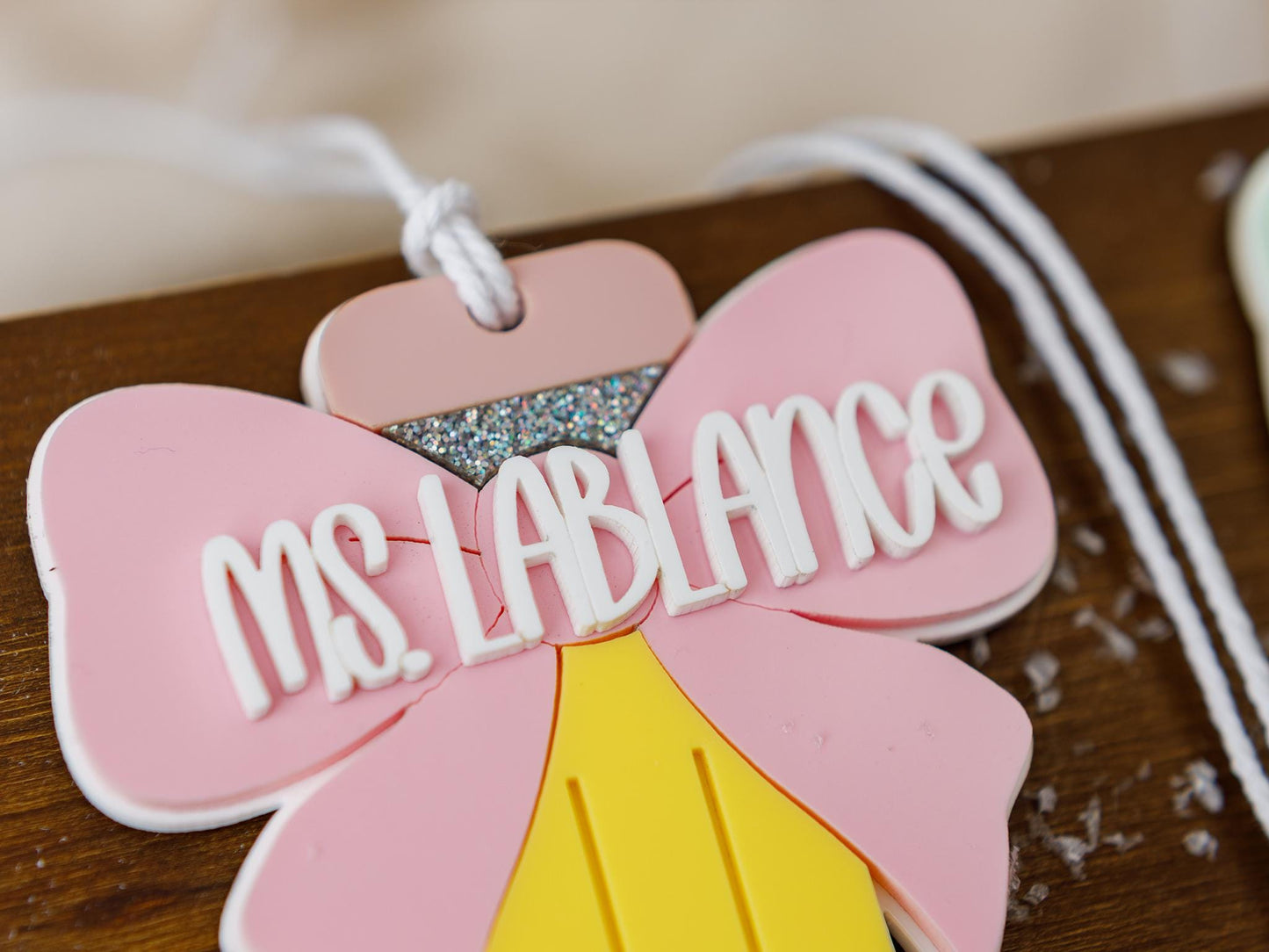 Bow pencil Christmas Teacher ornaments Christmas Gift for Teachers