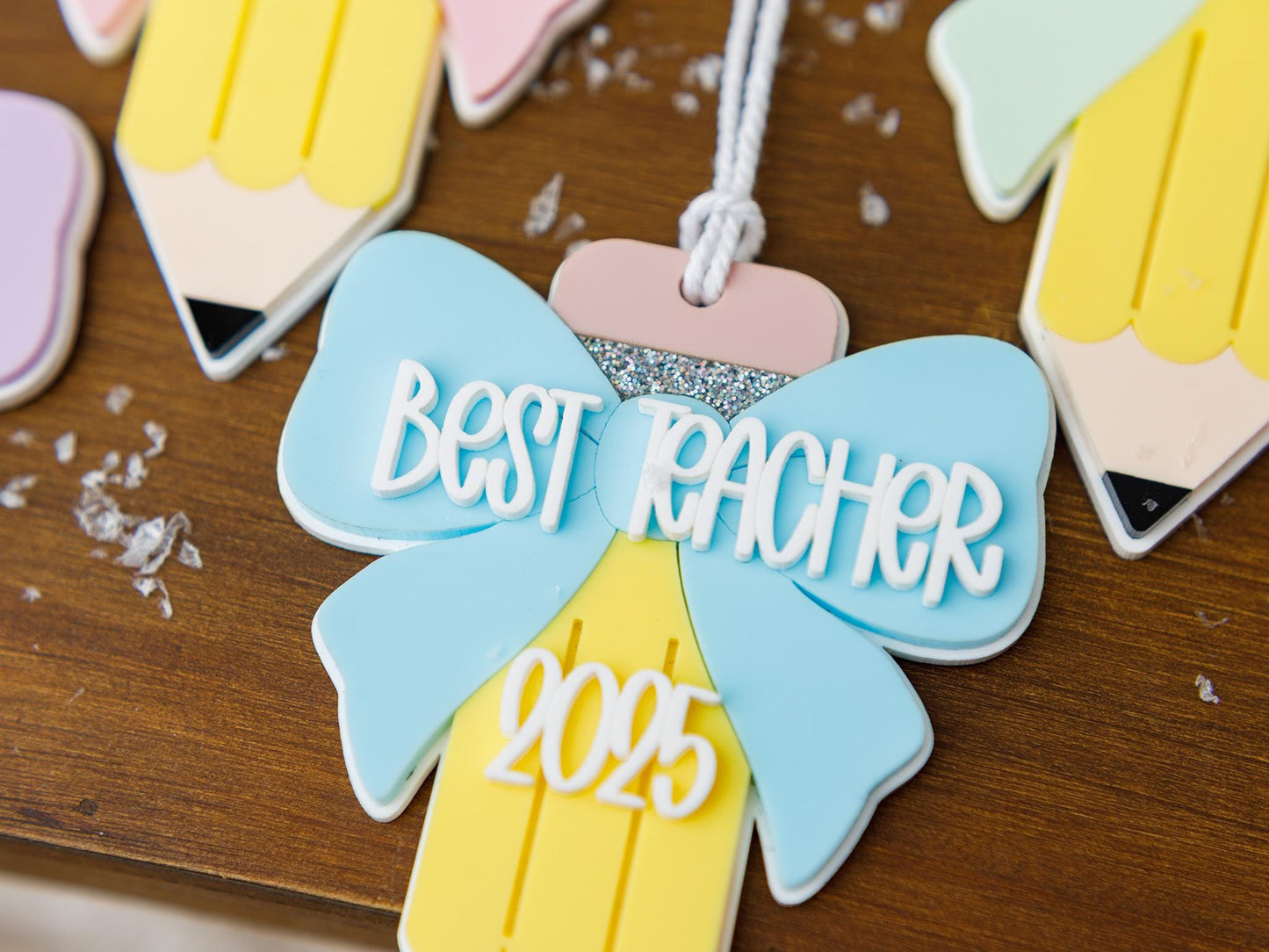 Bow pencil Christmas Teacher ornaments Christmas Gift for Teachers