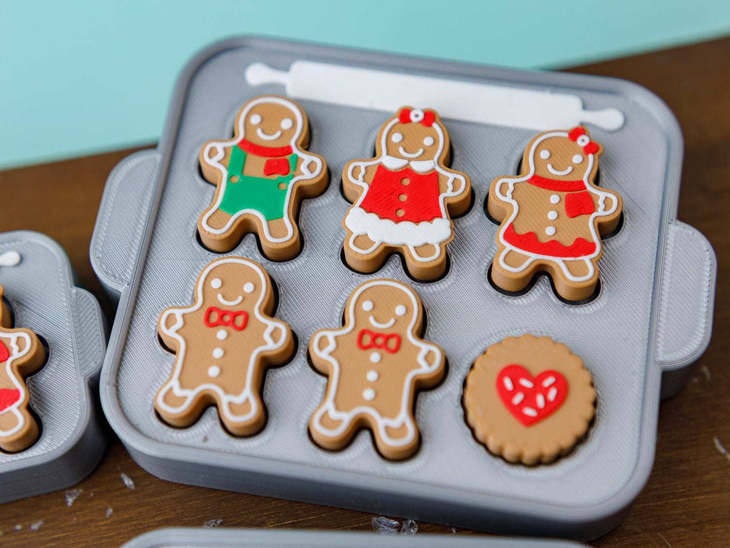 Gingerbread cookie tray Fidget Clicker 3D printed Christmas Fidget Clicker Ginger Bread ornament