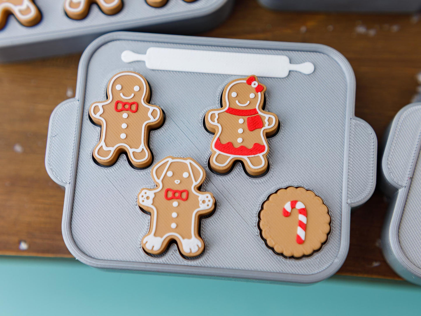Gingerbread cookie tray Fidget Clicker 3D printed Christmas Fidget Clicker Ginger Bread ornament