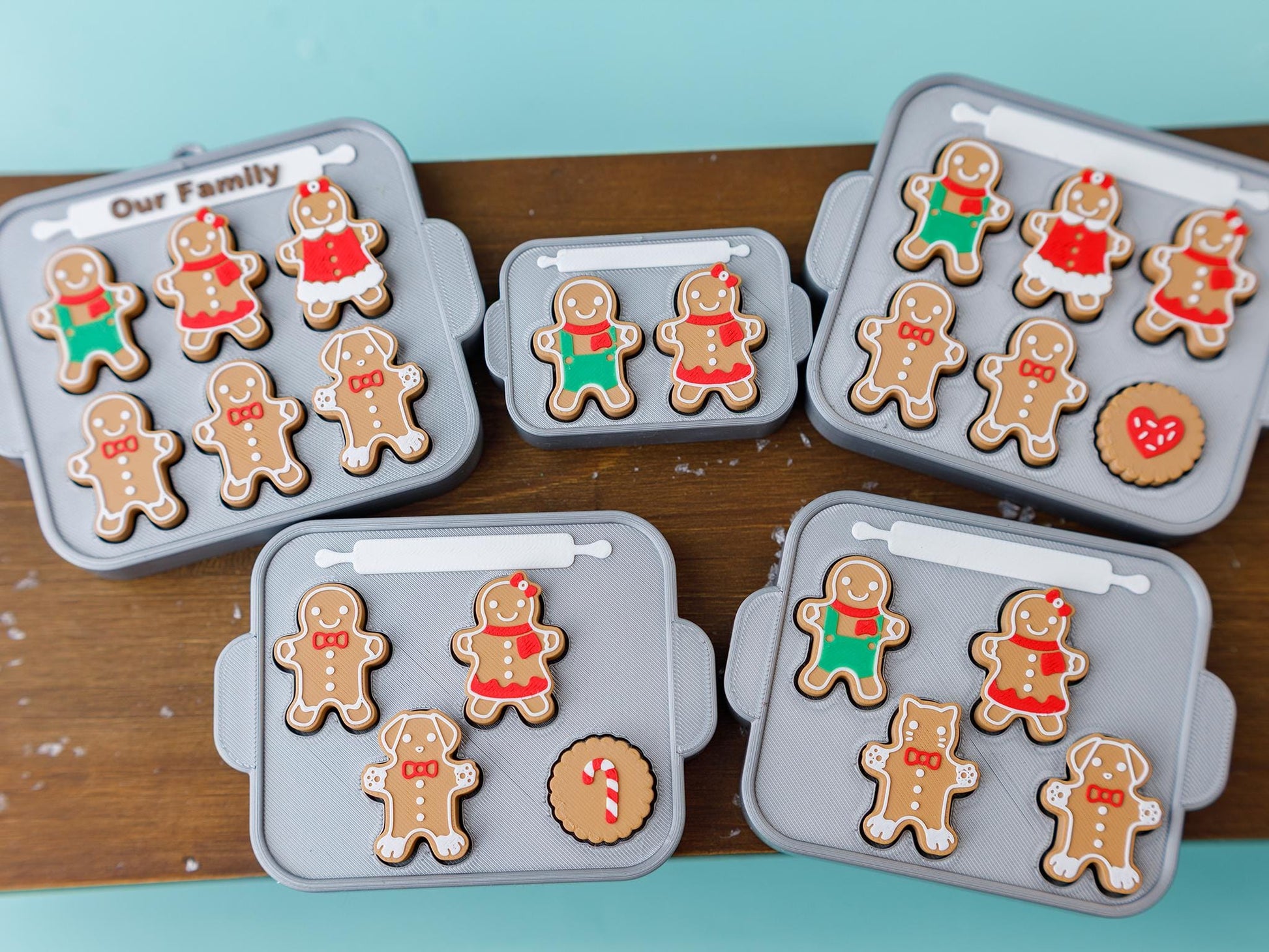 Gingerbread cookie tray Fidget Clicker 3D printed Christmas Fidget Clicker Ginger Bread ornament