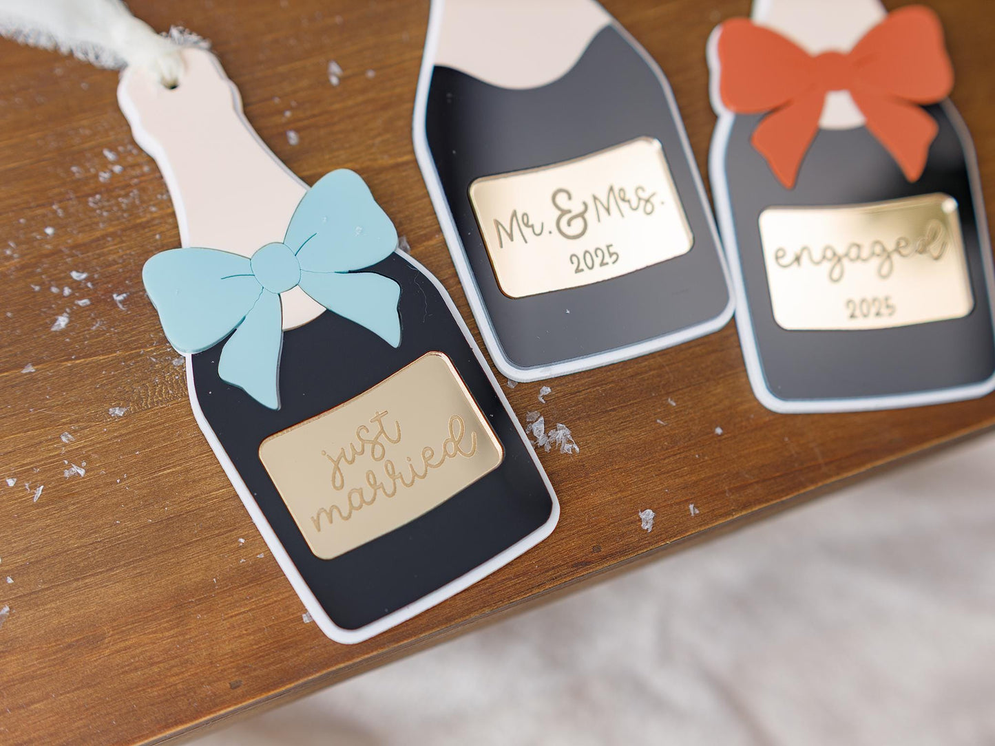 Engagement Christmas Ornament Mr and Mrs Christmas Ornament Champagne ornament Christmas 2025