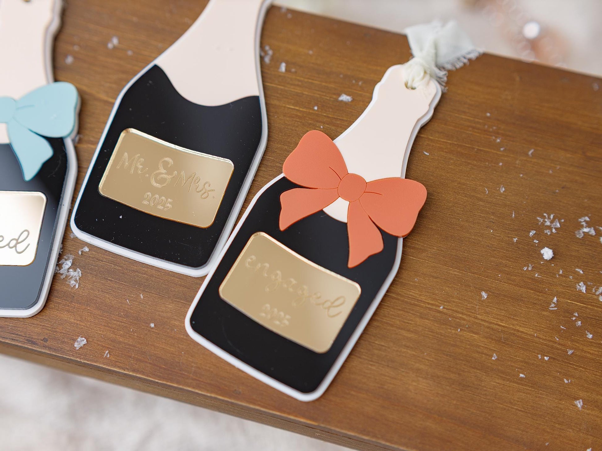 Engagement Christmas Ornament Mr and Mrs Christmas Ornament Champagne ornament Christmas 2025