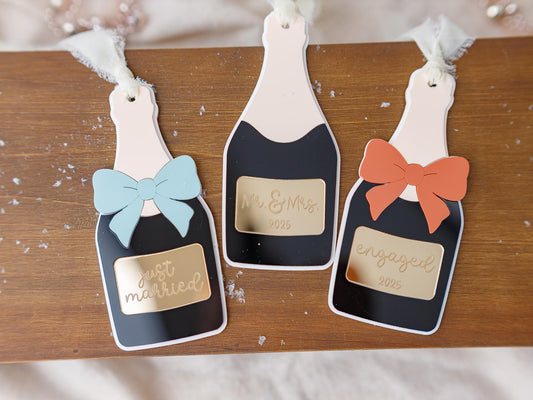 Engagement Christmas Ornament Mr and Mrs Christmas Ornament Champagne ornament Christmas 2025