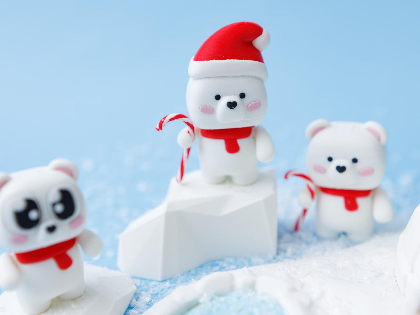 3D printed Christmas friends flexi fidget toy Polar Bear flexi fidget