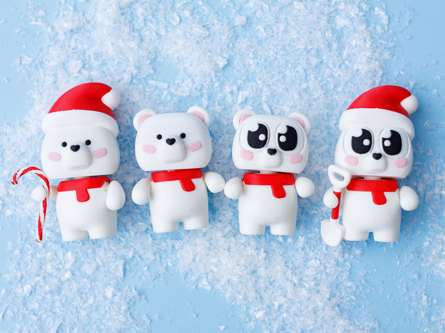 3D printed Christmas friends flexi fidget toy Polar Bear flexi fidget