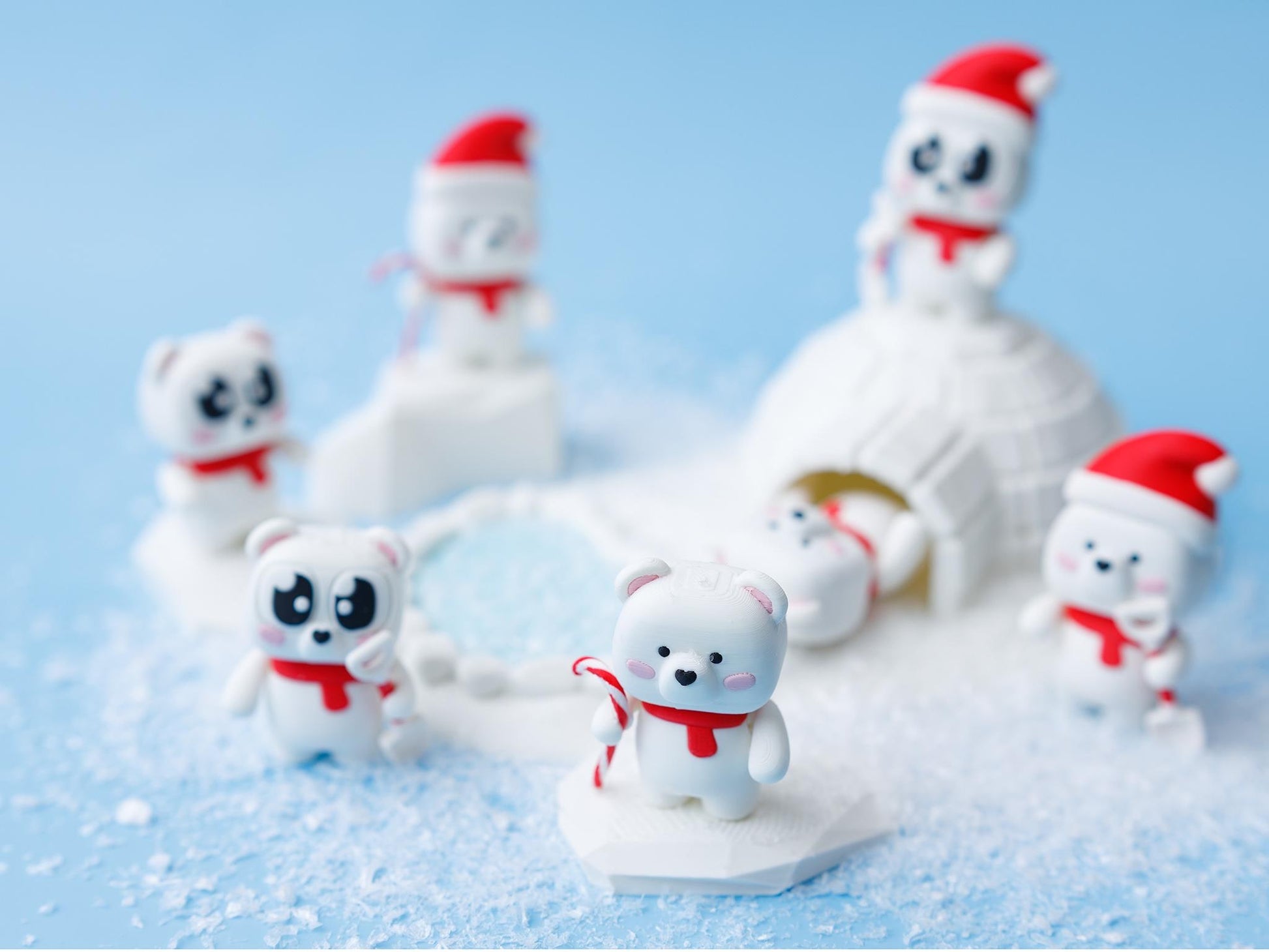 3D printed Christmas friends flexi fidget toy Polar Bear flexi fidget