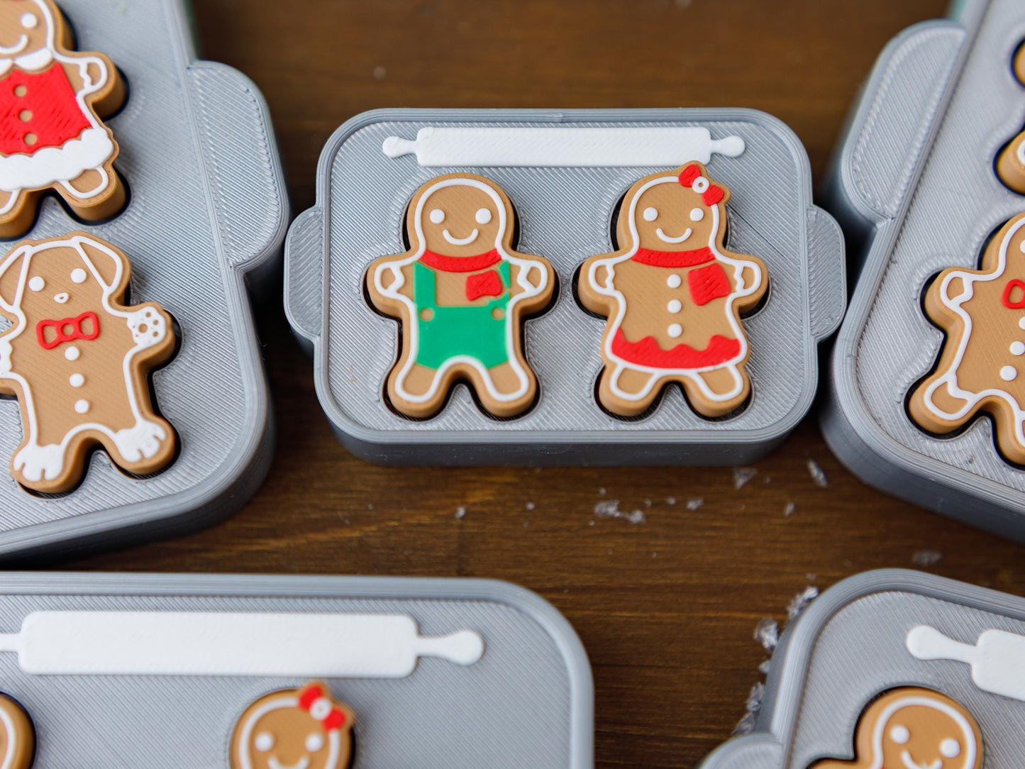 Gingerbread cookie tray Fidget Clicker 3D printed Christmas Fidget Clicker Ginger Bread ornament