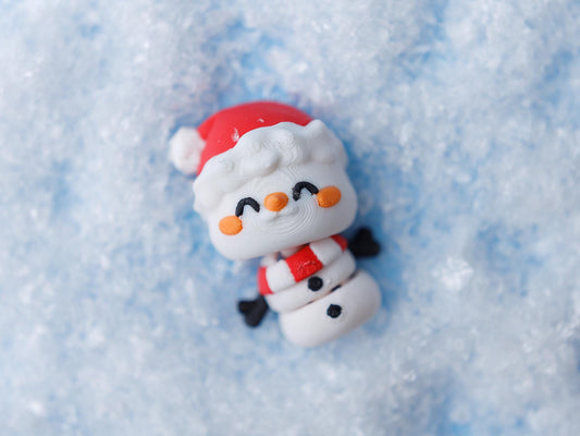 3D printed Christmas friends flexi fidget toy snowman with Christmas hat