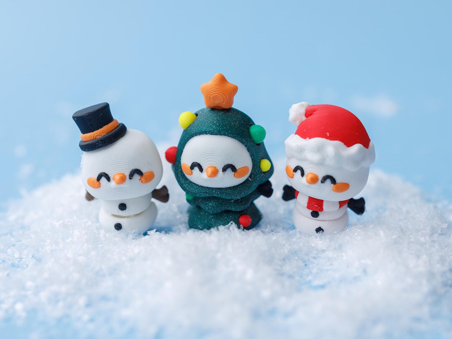 3D printed Christmas friends flexi fidget toy