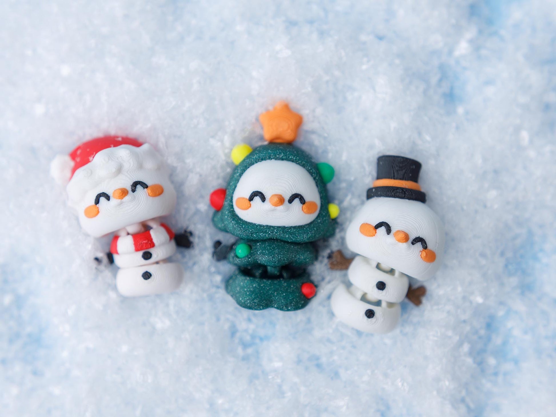 3D printed Christmas friends flexi fidget toy