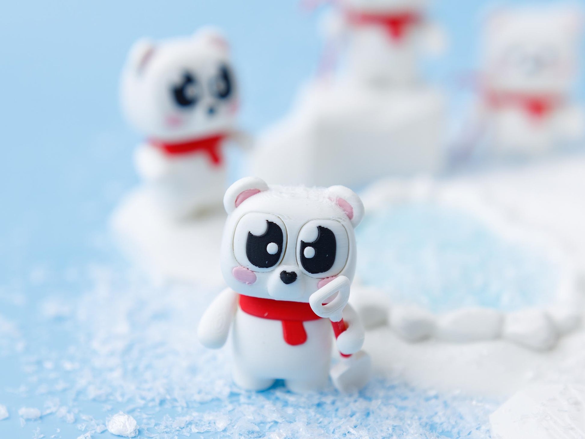 3D printed Christmas friends flexi fidget toy Polar Bear flexi fidget