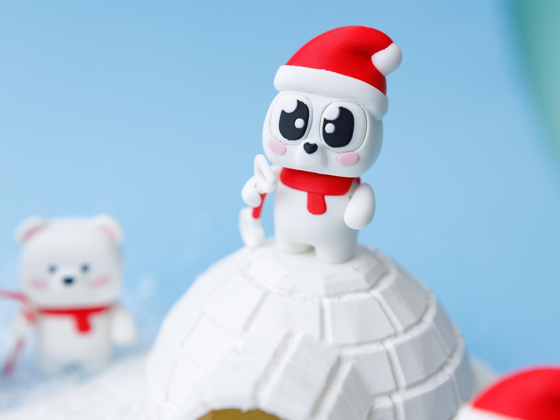 3D printed Christmas friends flexi fidget toy Polar Bear flexi fidget