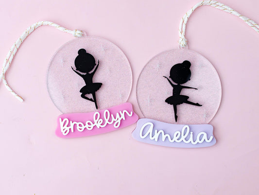 Personalized Ballerina Christmas snow globe Ornament