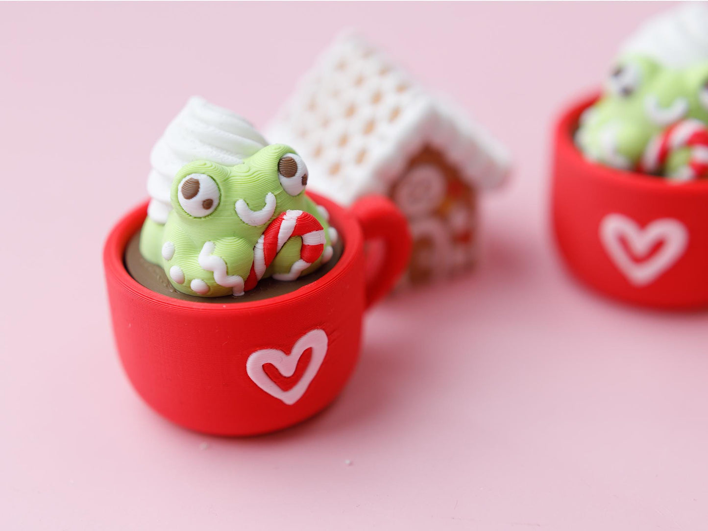 Christmas 3D printed fidget clicker Frog hot cocoa fidget clicker Ginger bread house fidget clicker