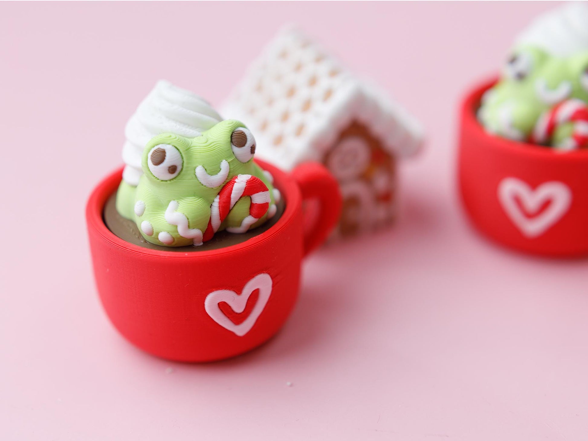 Christmas 3D printed fidget clicker Frog hot cocoa fidget clicker Ginger bread house fidget clicker