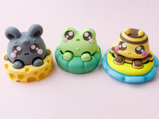 3D printed fidget clickers Sensory desk toy Animal friends fidget clicker