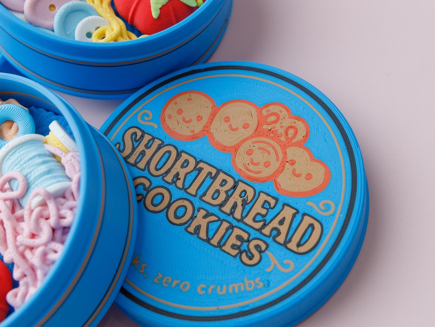 Grandma sewing kit fidget clicker Shortbread cookie tin fidget clicker Christmas season 3D printed fidget toy