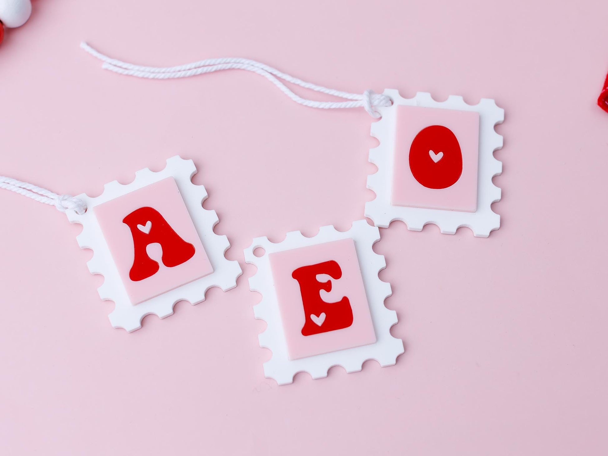 Personalized Valentines Day name tag Initial stamp name tag Valentines Day gift