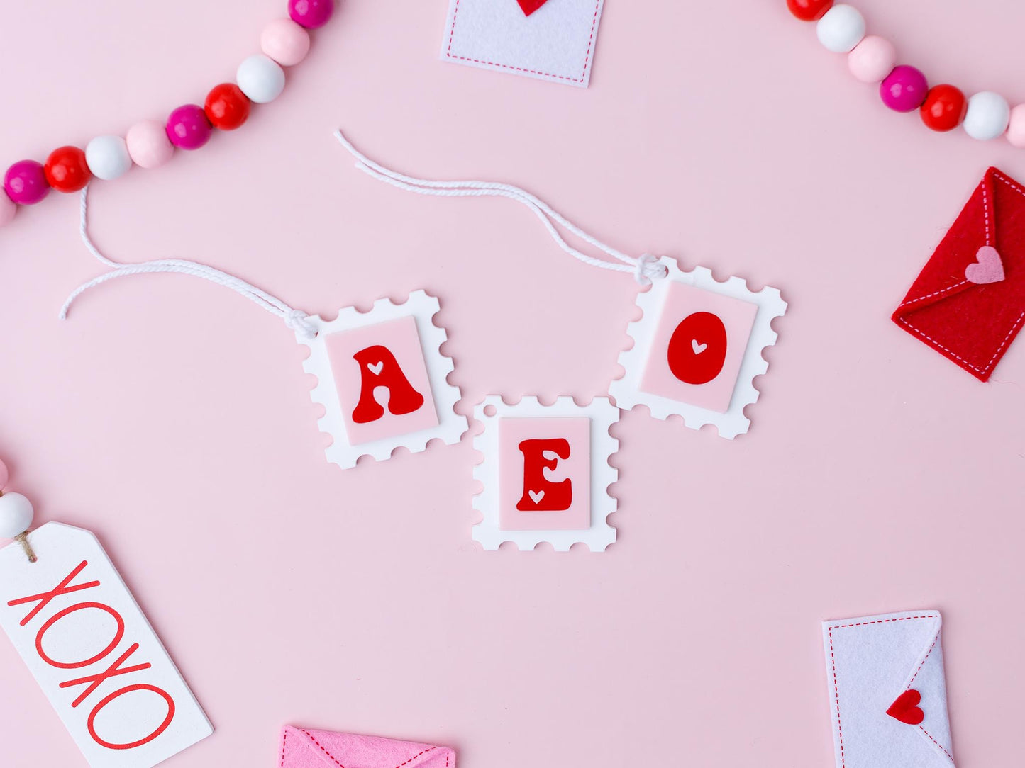 Personalized Valentines Day name tag Initial stamp name tag Valentines Day gift