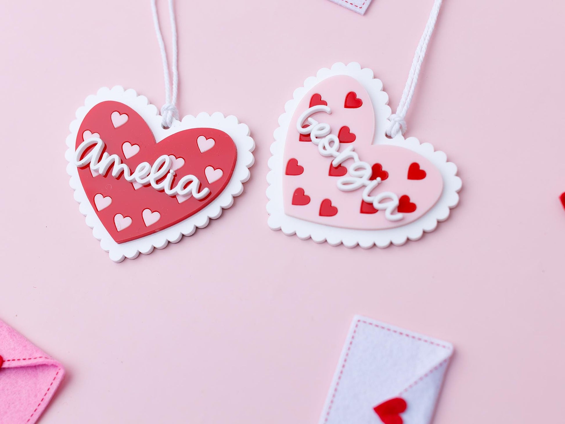 Valentines Day name tag Personalized scalloped heart name tag Valentines Day gift for kids