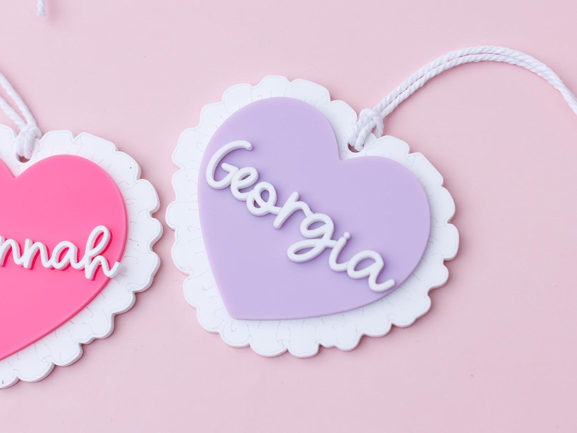 Valentines Day name tag Personalized ruffled heart name tag Valentines Day gift for kids