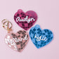 Valentines Day name tag Personalized Disco heart name tag Valentines Day gift for kids Disco heart keychain