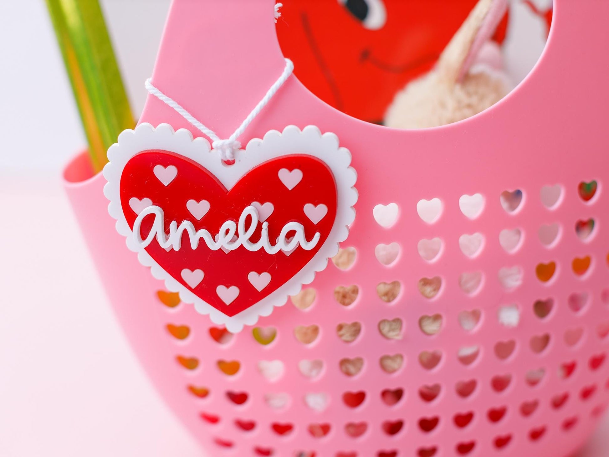 Valentines Day name tag Personalized scalloped heart name tag Valentines Day gift for kids
