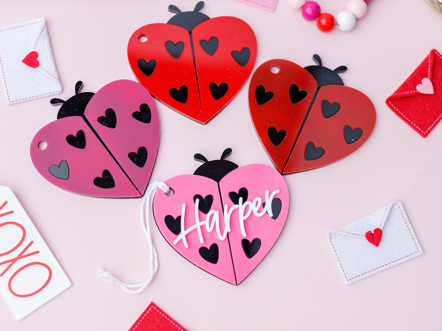 Valentines Day name tag Personalized Lady bug name tag Valentines Day gift