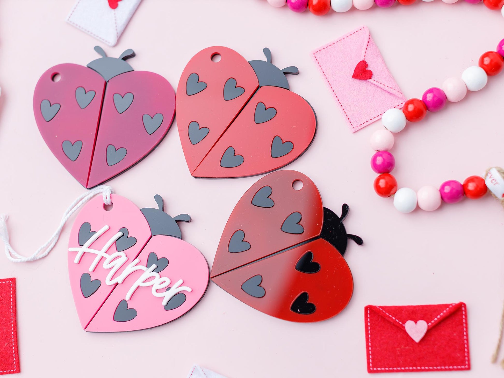 Valentines Day name tag Personalized Lady bug name tag Valentines Day gift