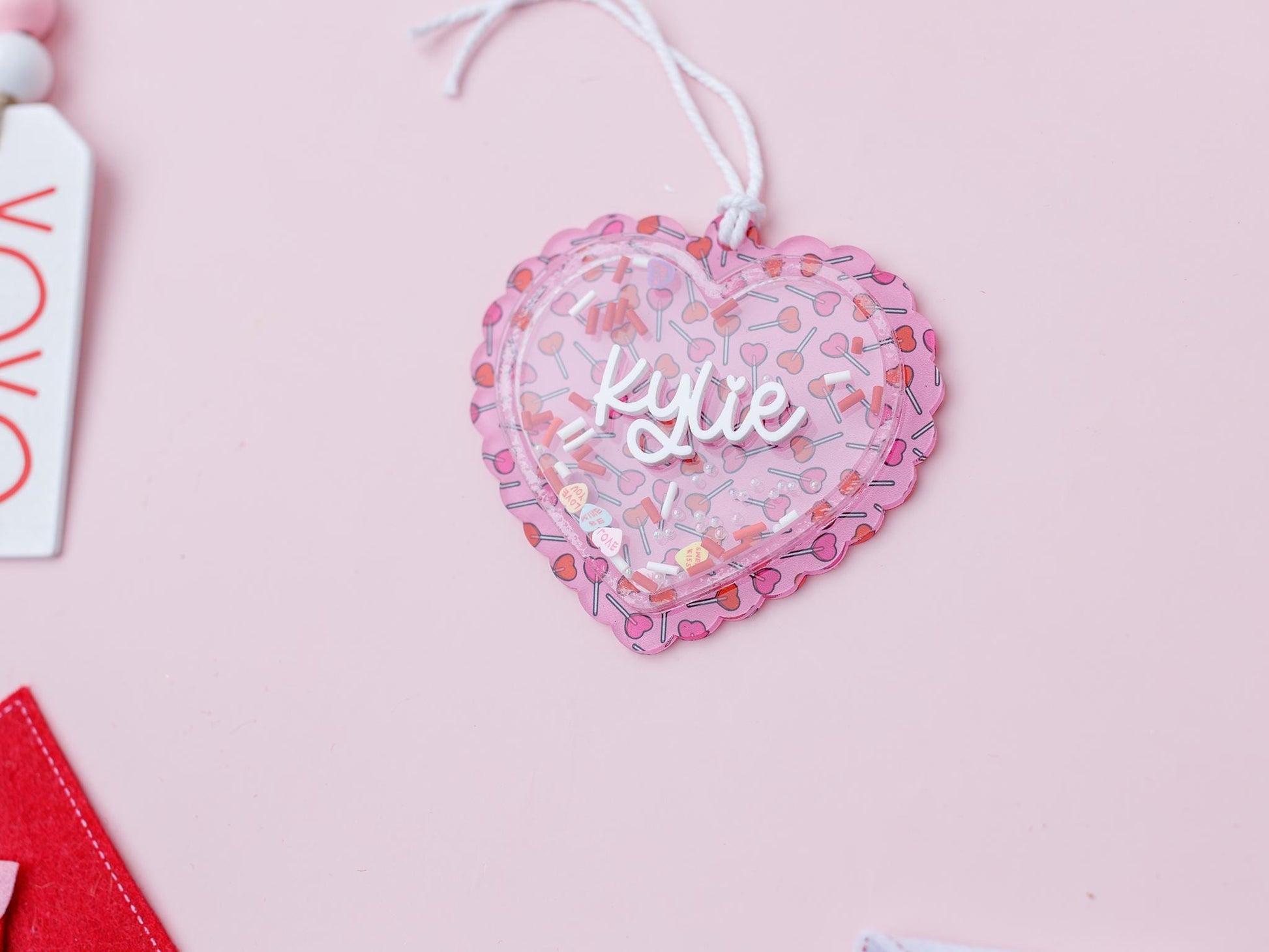 Valentines Day name tag Personalized Heart Shaker name tag Valentines Day gift