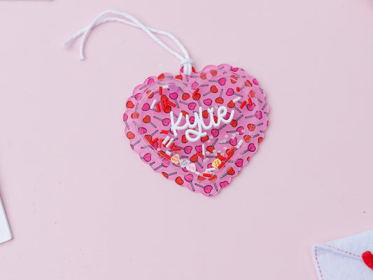 Valentines Day name tag Personalized Heart Shaker name tag Valentines Day gift
