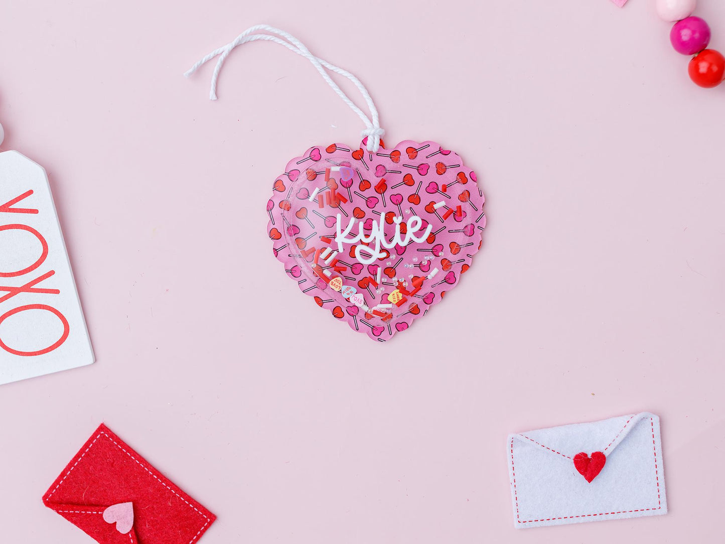 Valentines Day name tag Personalized Heart Shaker name tag Valentines Day gift