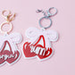 Coquette Cherry Bow Acrylic Backpack Tag Personalized heart shape cherries Keychain