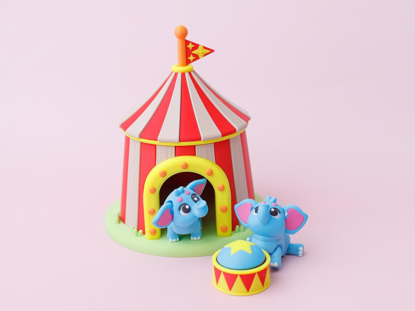 Elephant Fidget toy Circus Display 3D printed drum fidget clicker