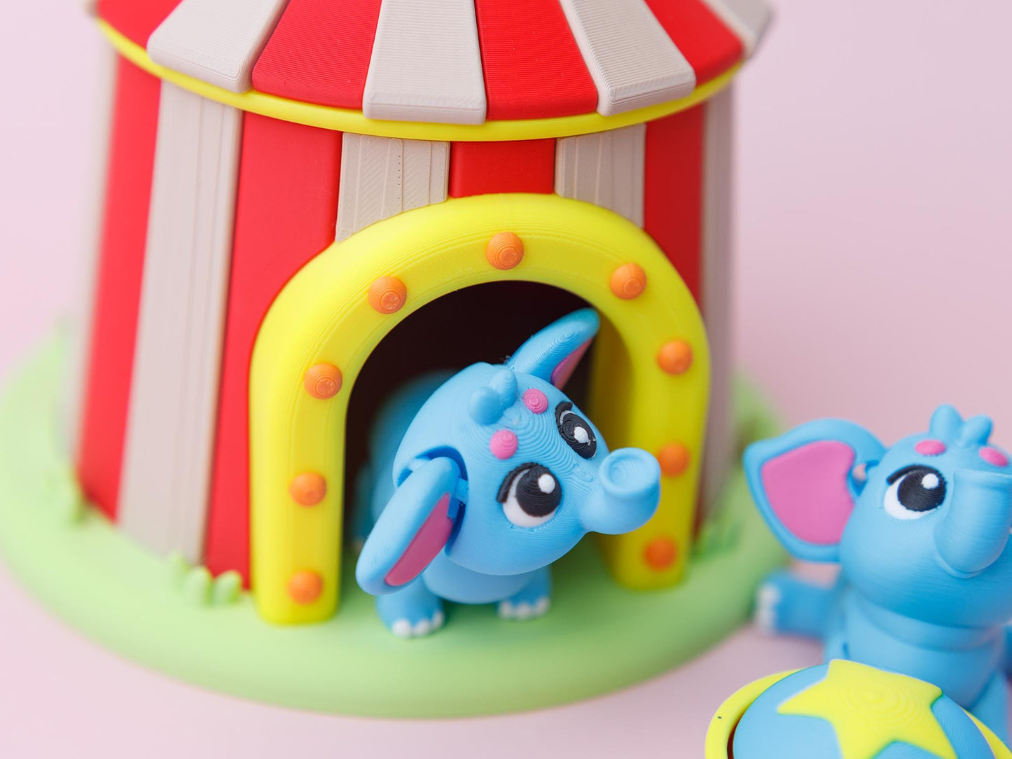 Elephant Fidget toy Circus Display 3D printed drum fidget clicker