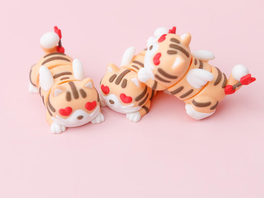 3D printed Flexi Cupid Cat Valentine's Day 3D printed keychain