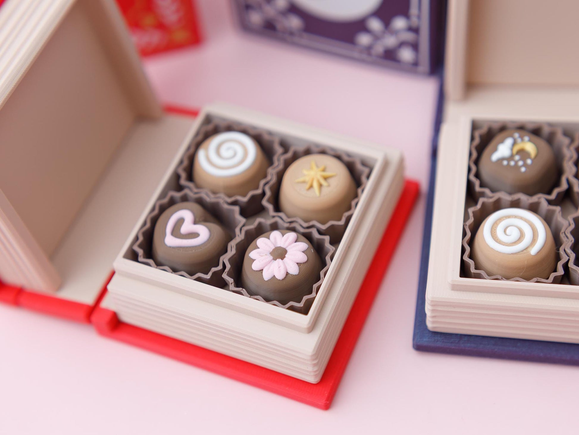 Chocolate book boxes fidget clickers 3D printed Valentines Day fidget clicker toy