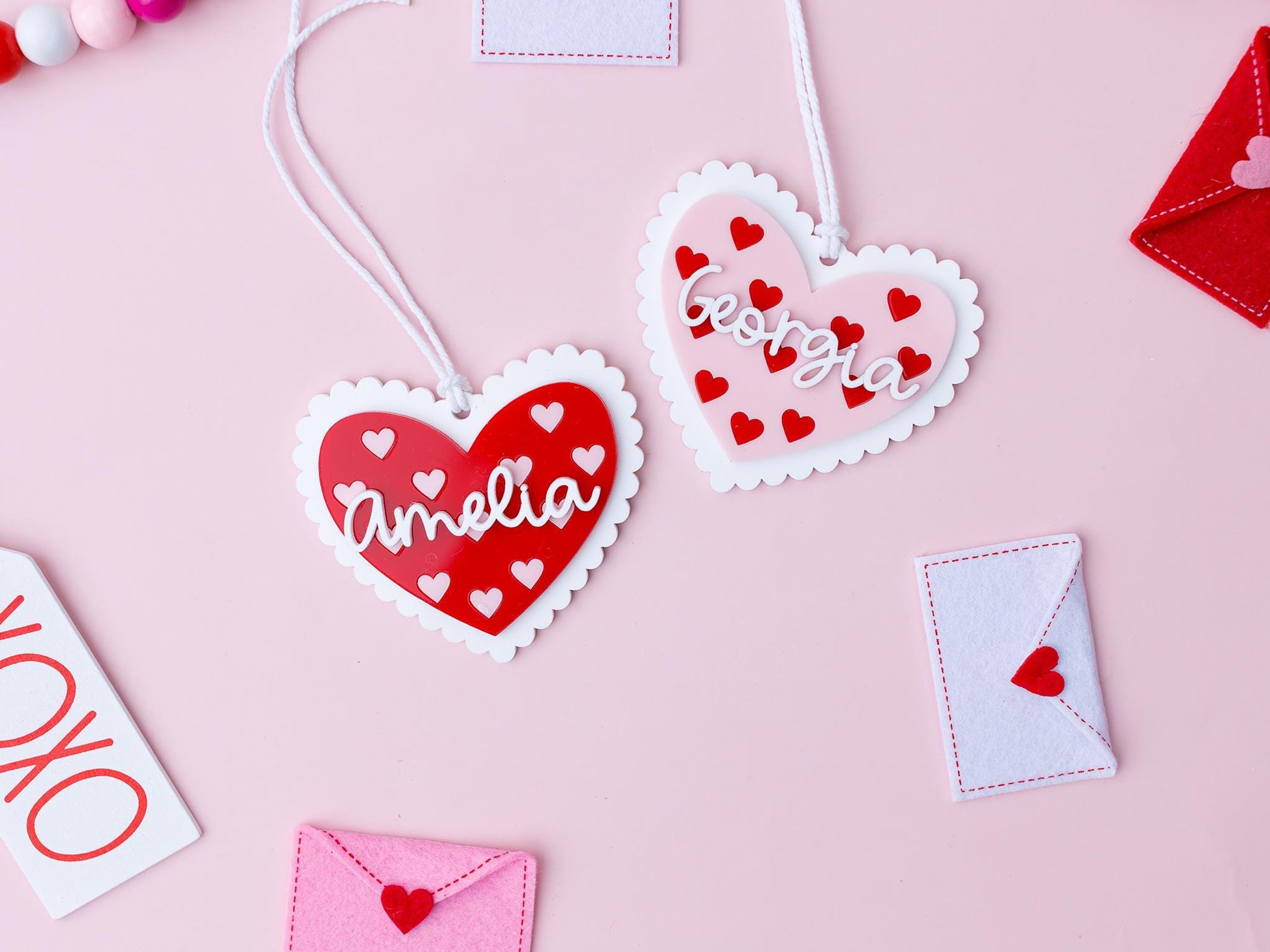 Valentines Day name tag Personalized scalloped heart name tag Valentines Day gift for kids