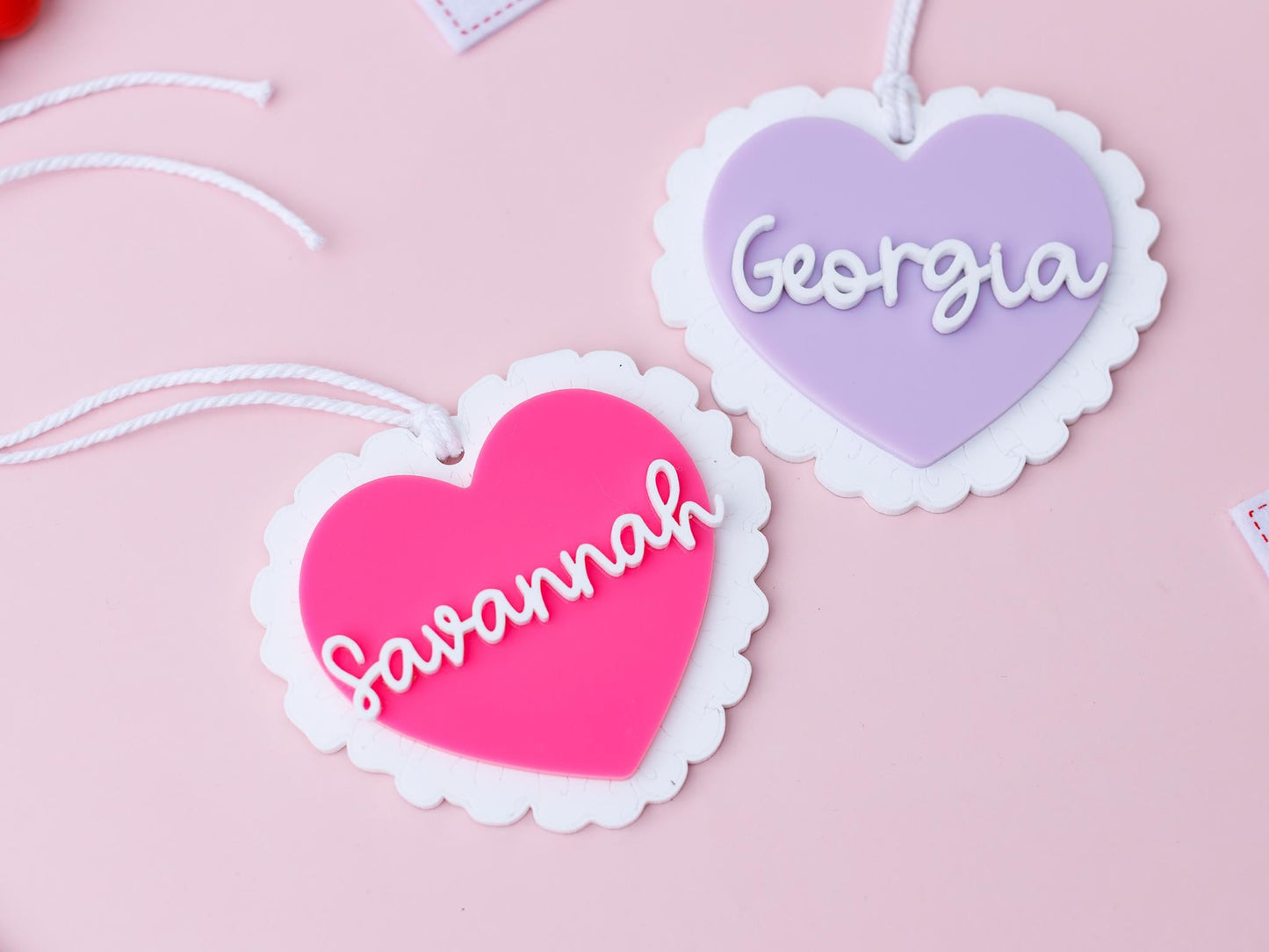 Valentines Day name tag Personalized ruffled heart name tag Valentines Day gift for kids
