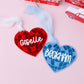 Valentines Day name tag Personalized Disco heart name tag Valentines Day gift for kids Disco heart keychain