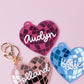 Valentines Day name tag Personalized Disco heart name tag Valentines Day gift for kids Disco heart keychain